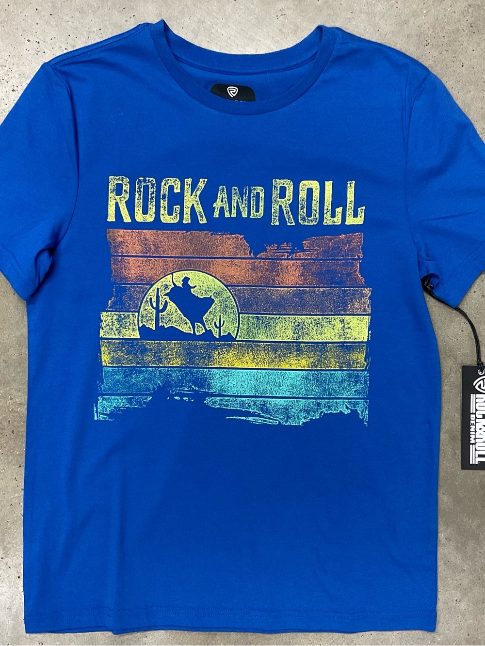 Men's Blue 'Rock and Roll' Short Sleeve Graphic Tee